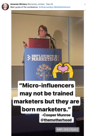 Micro-influencer presentation at Influencer Marketing Days