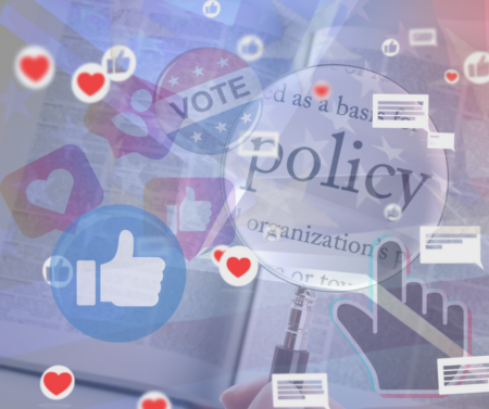 Visual illustrating social platforms; social media and politics
