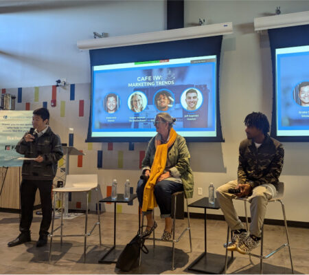 The Motherhood team members participating in a presentation